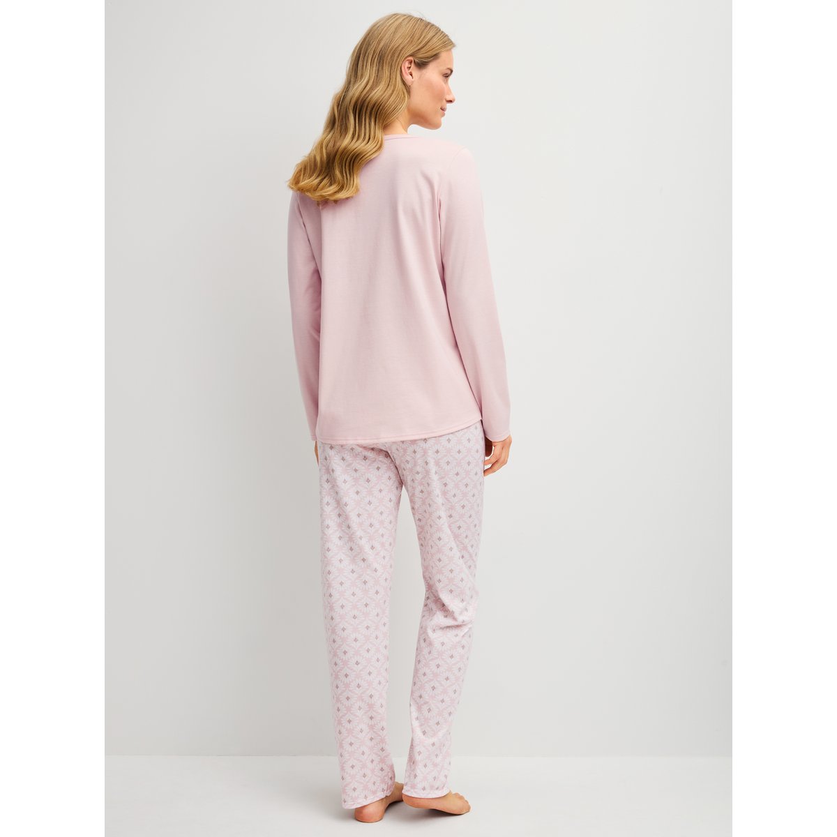 Pyjama manches longues Coton GRAPHIC NIGHTS rose pêche, CALIDA