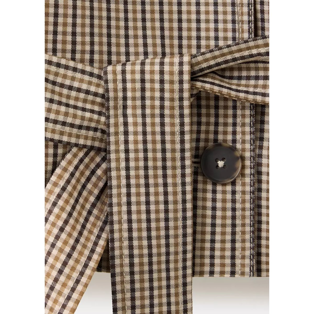 Trench court à carreaux beige, MANGO