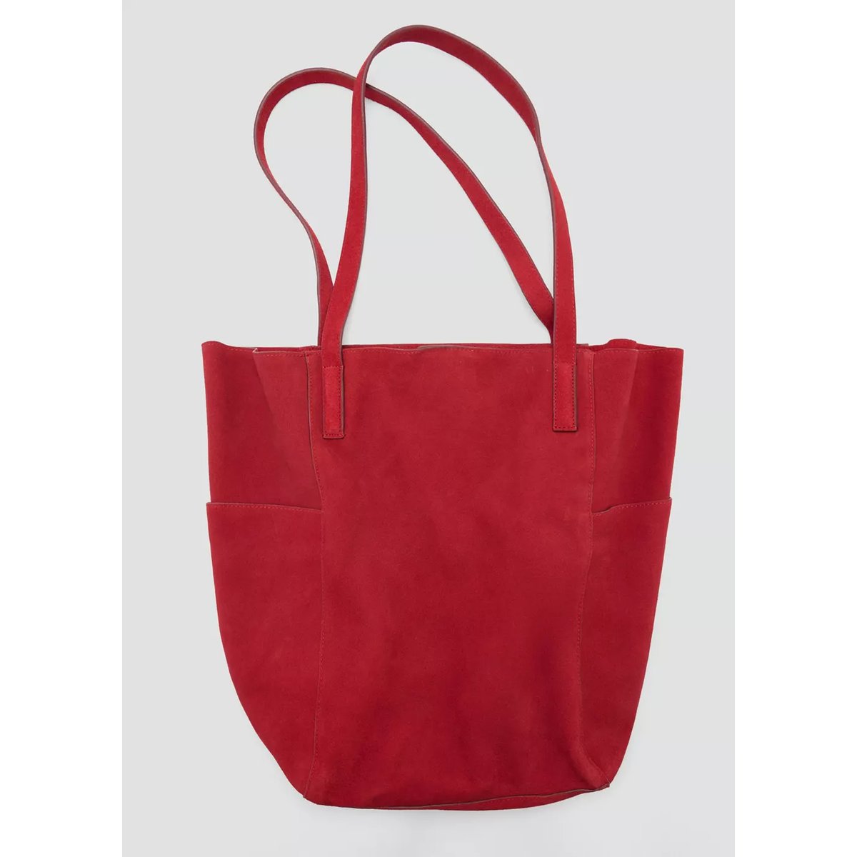 Sac shopper cuir rouge, MANGO