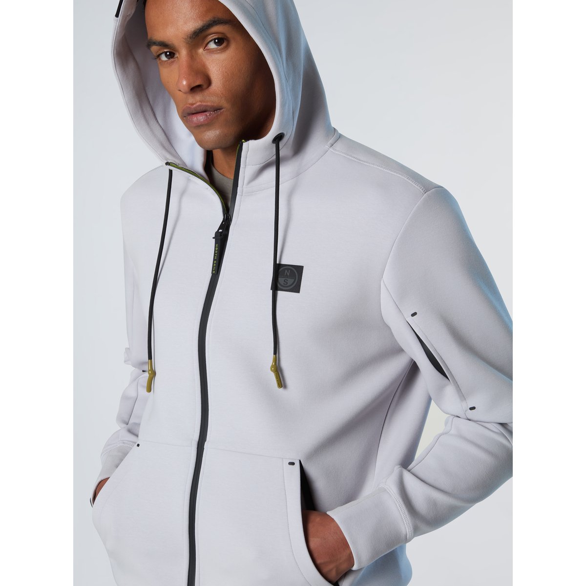 Sweat-shirt zippé en tissu de plongée blanc, NORTH SAILS