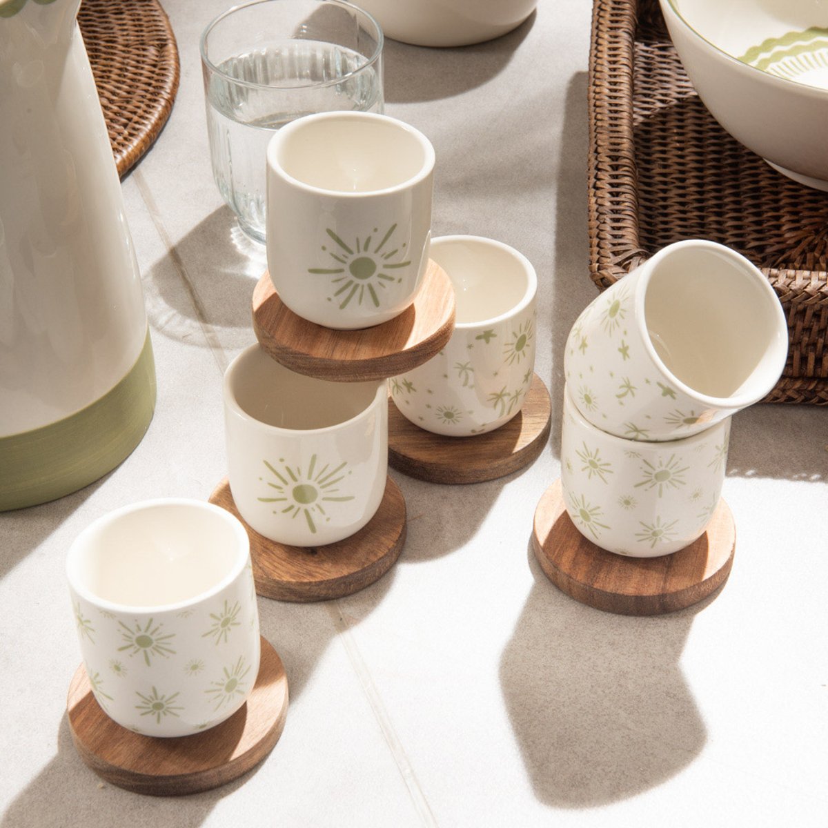 Coffret de 6 tasses et sous-tasses es Tamara 10 cl vert, TABLE PASSION