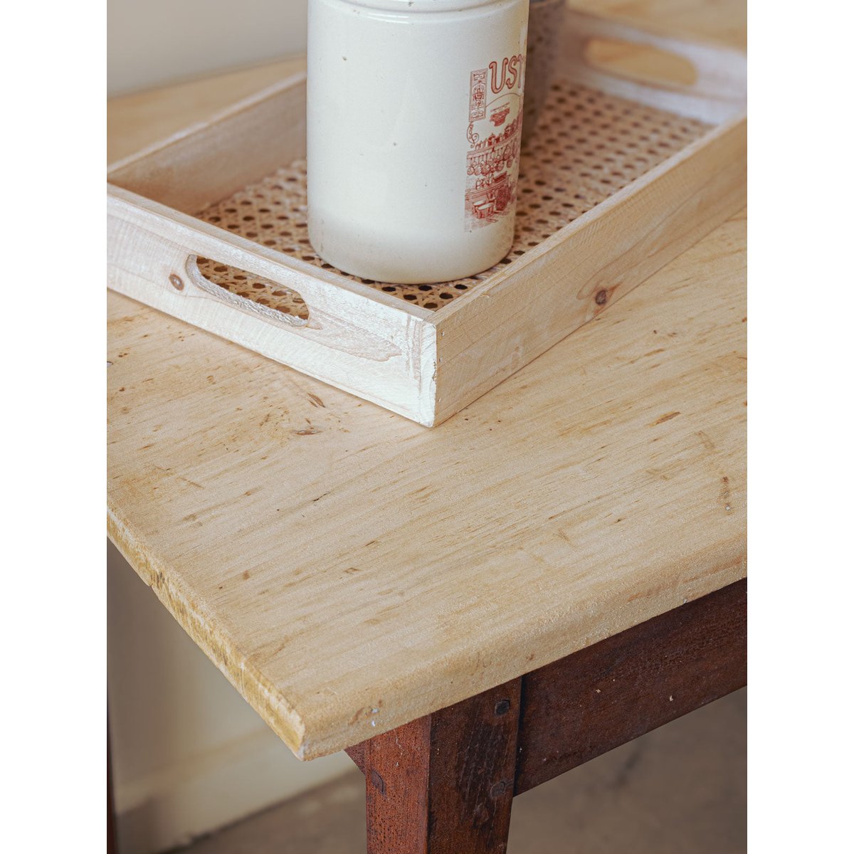 Table d'auberge rénovée Romy N°1428 - Bon état bois clair, DEBONGOUT