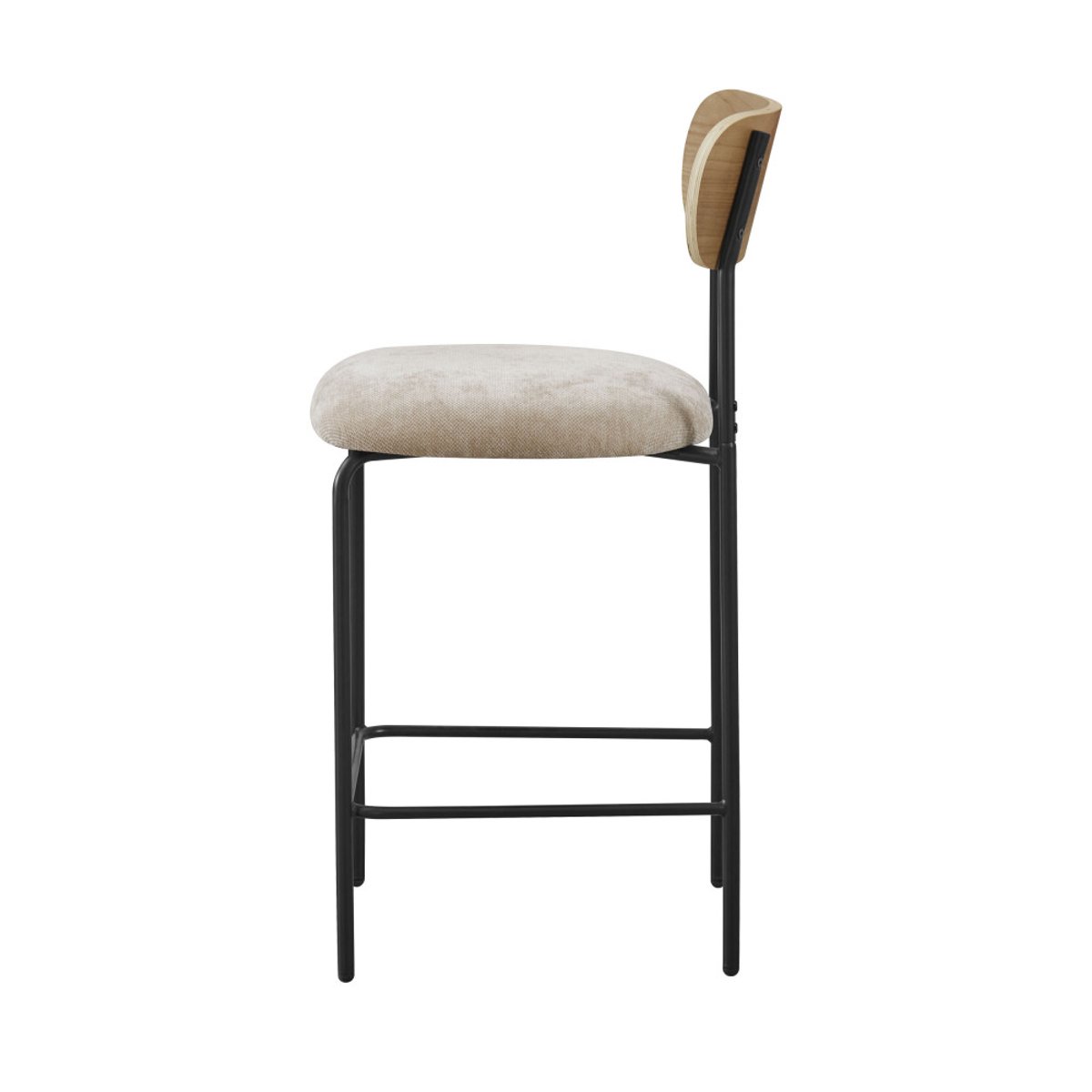 Lot de 2 chaises de bar bois clair tissu et métal H65cm- JESS beige, DRAWER