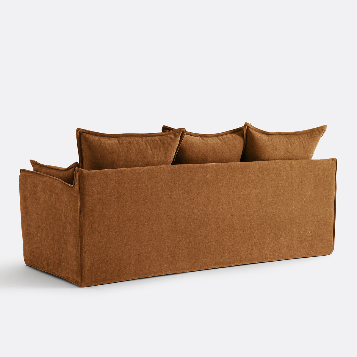 Odna Velvet-Touch 3 Seater Sofa with Removable Cover mid-brown , LA REDOUTE INTERIEURS