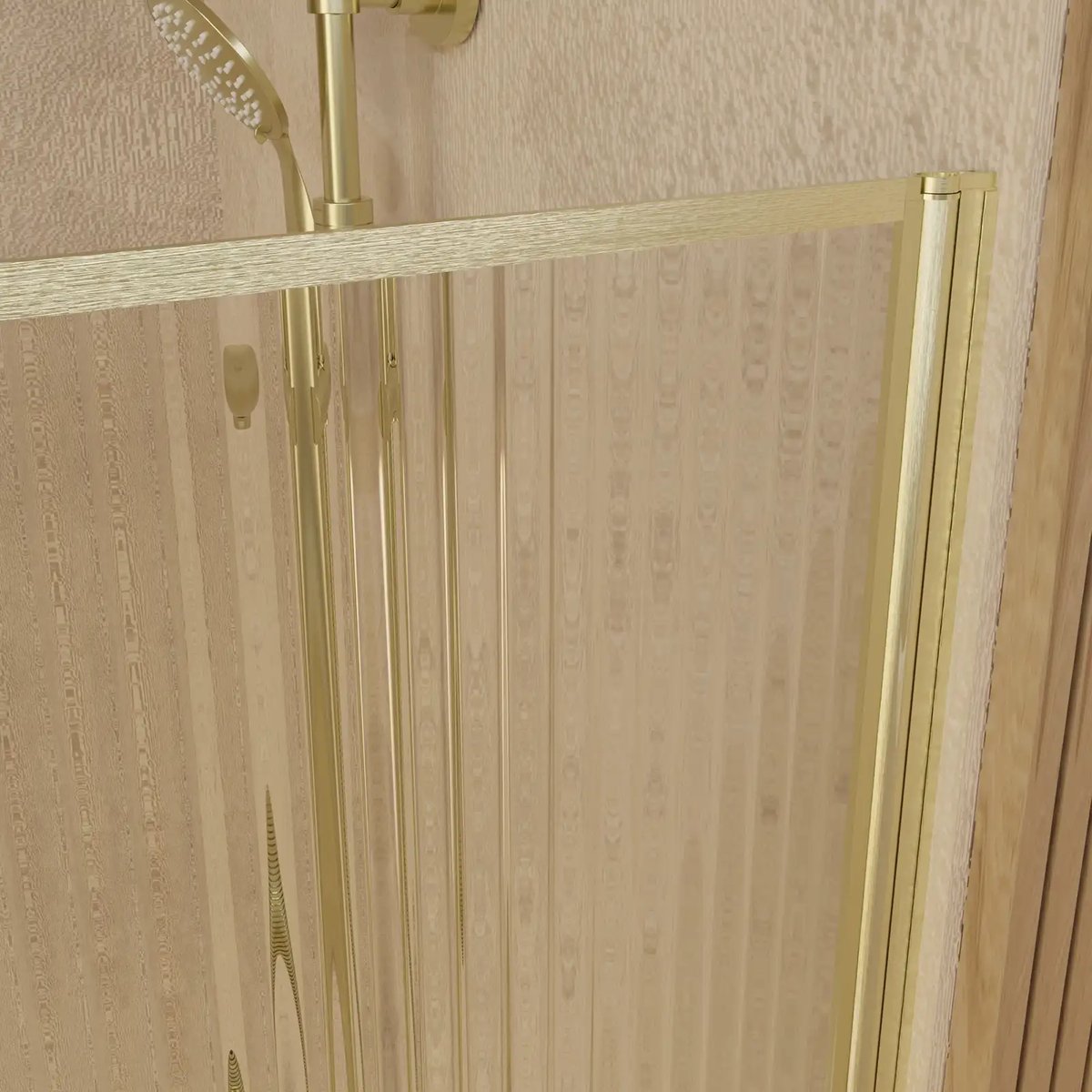 Paroi de douche en verre cannelé doré brossé doré, HOME MAISON