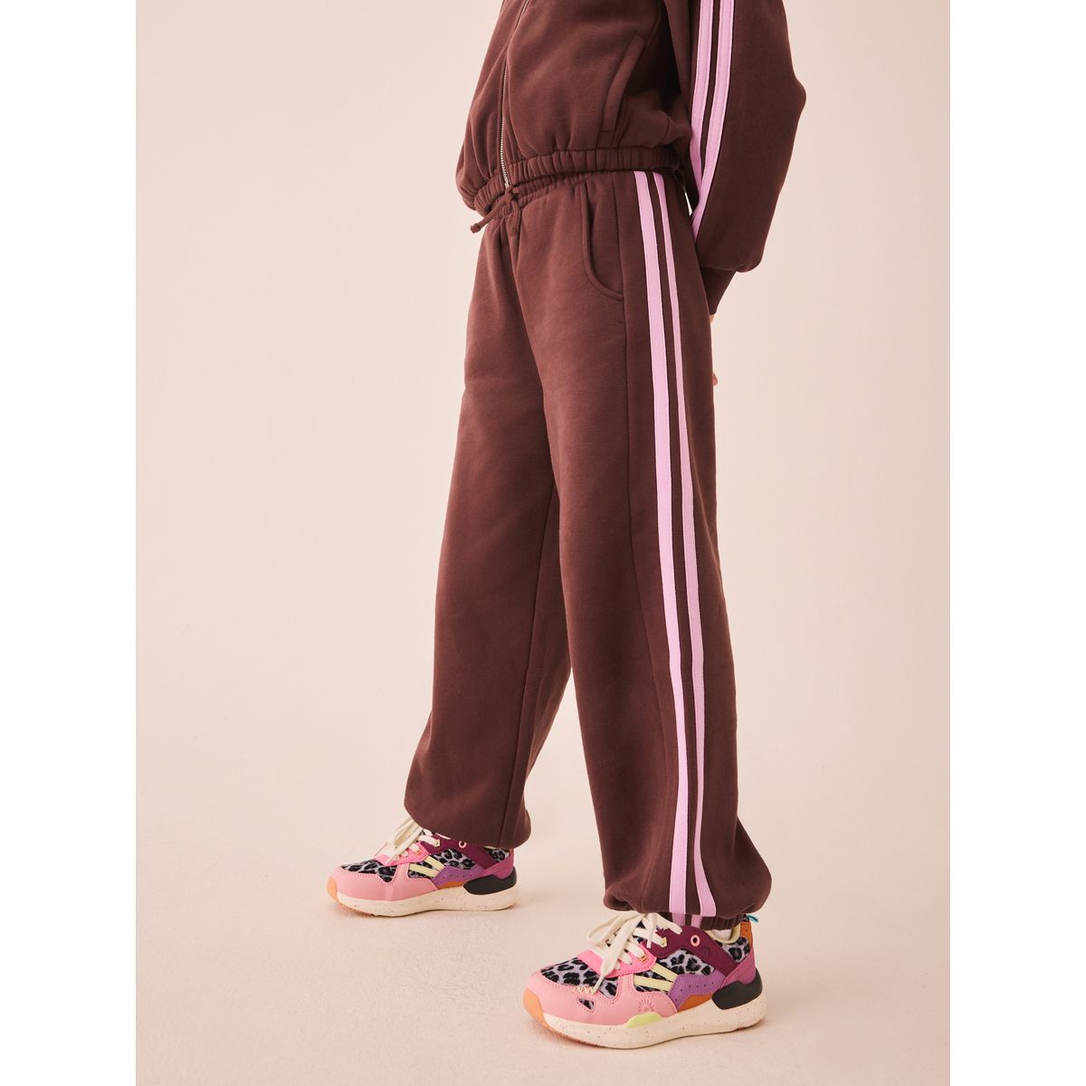 Pantalon de jogging à bande latérale brun chocolat/lilas, NEXT