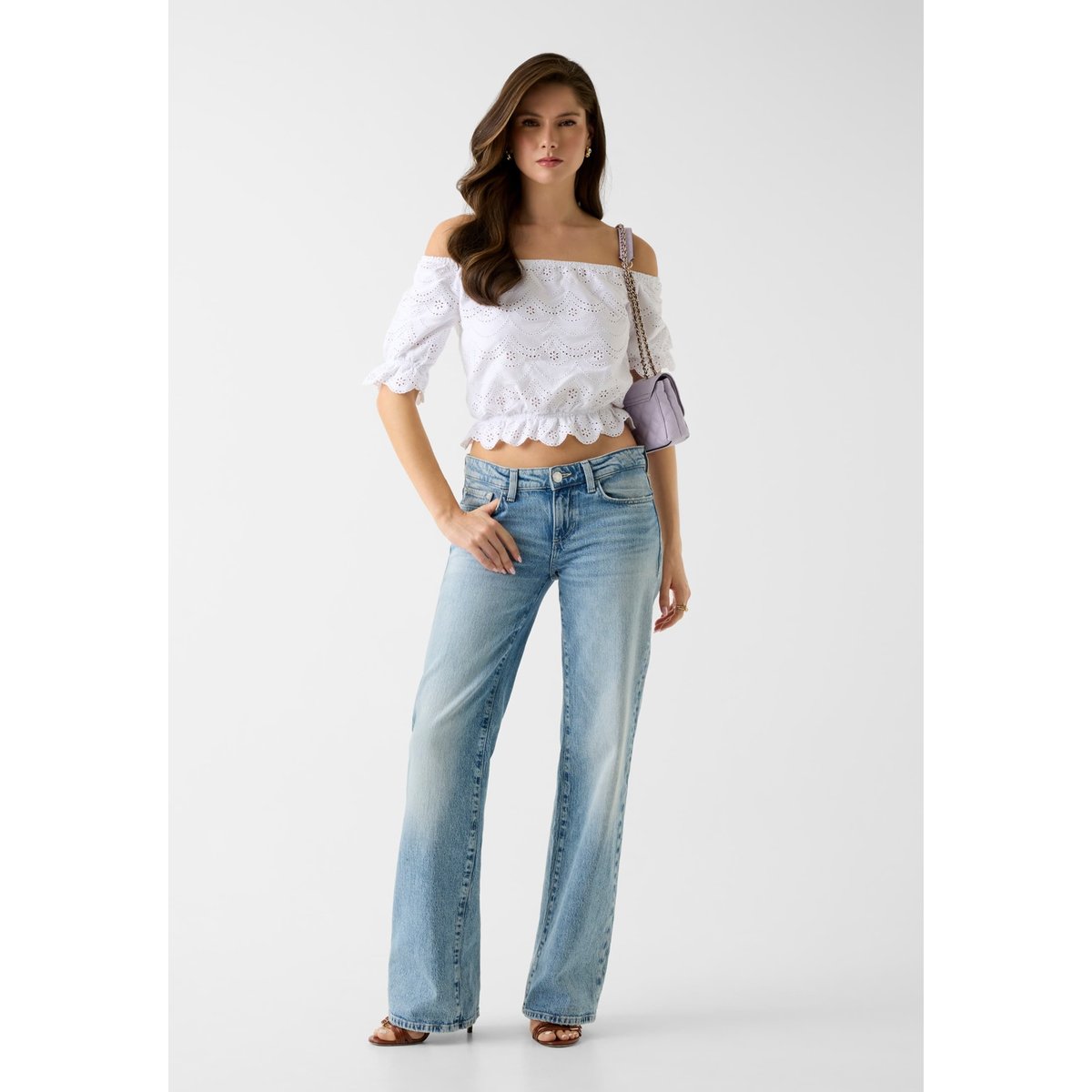 Top À Œillets Dénudé Des Épaules blanc, GUESS