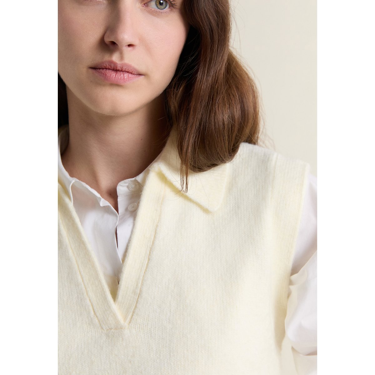 Pull col polo sans manches PIETRO lin, ETAM