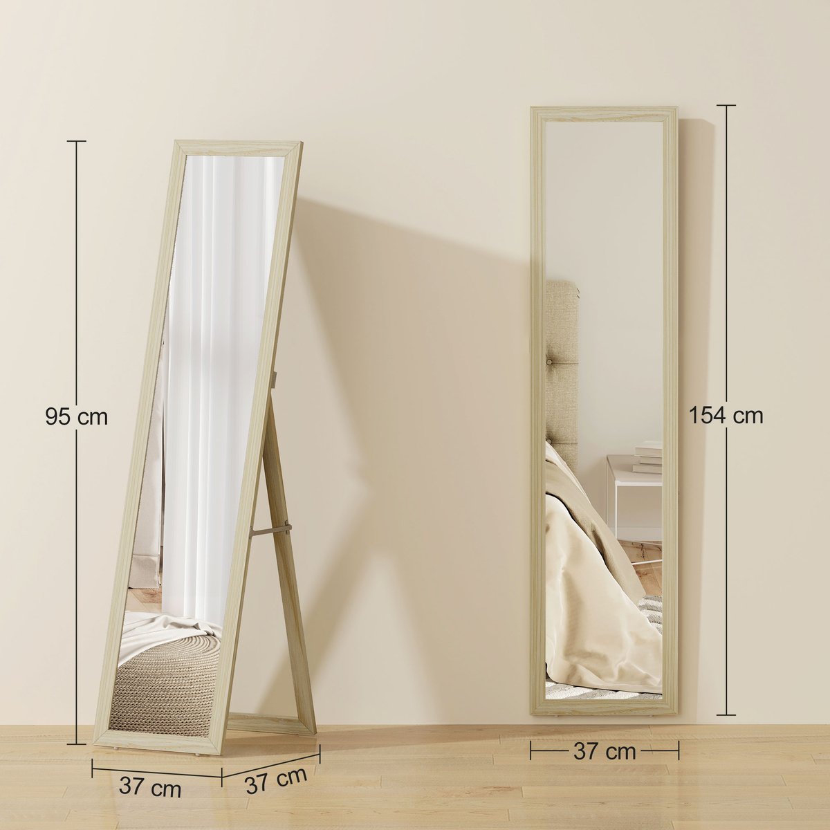 Miroir en pied MDF Bois naturel bois naturel, HOMCOM