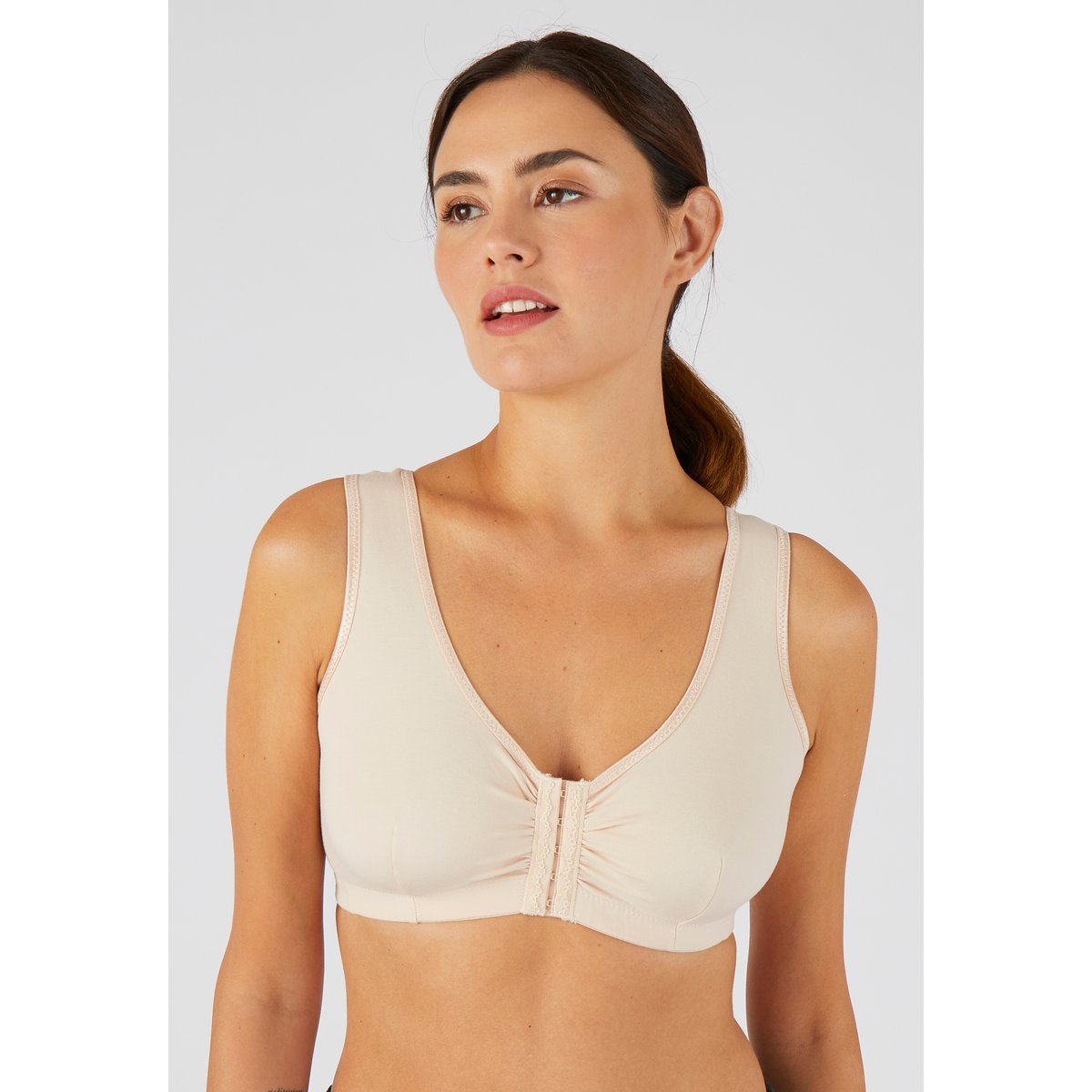 Soutien-gorge sans armatures ouvert devant rose poudre, DAMART