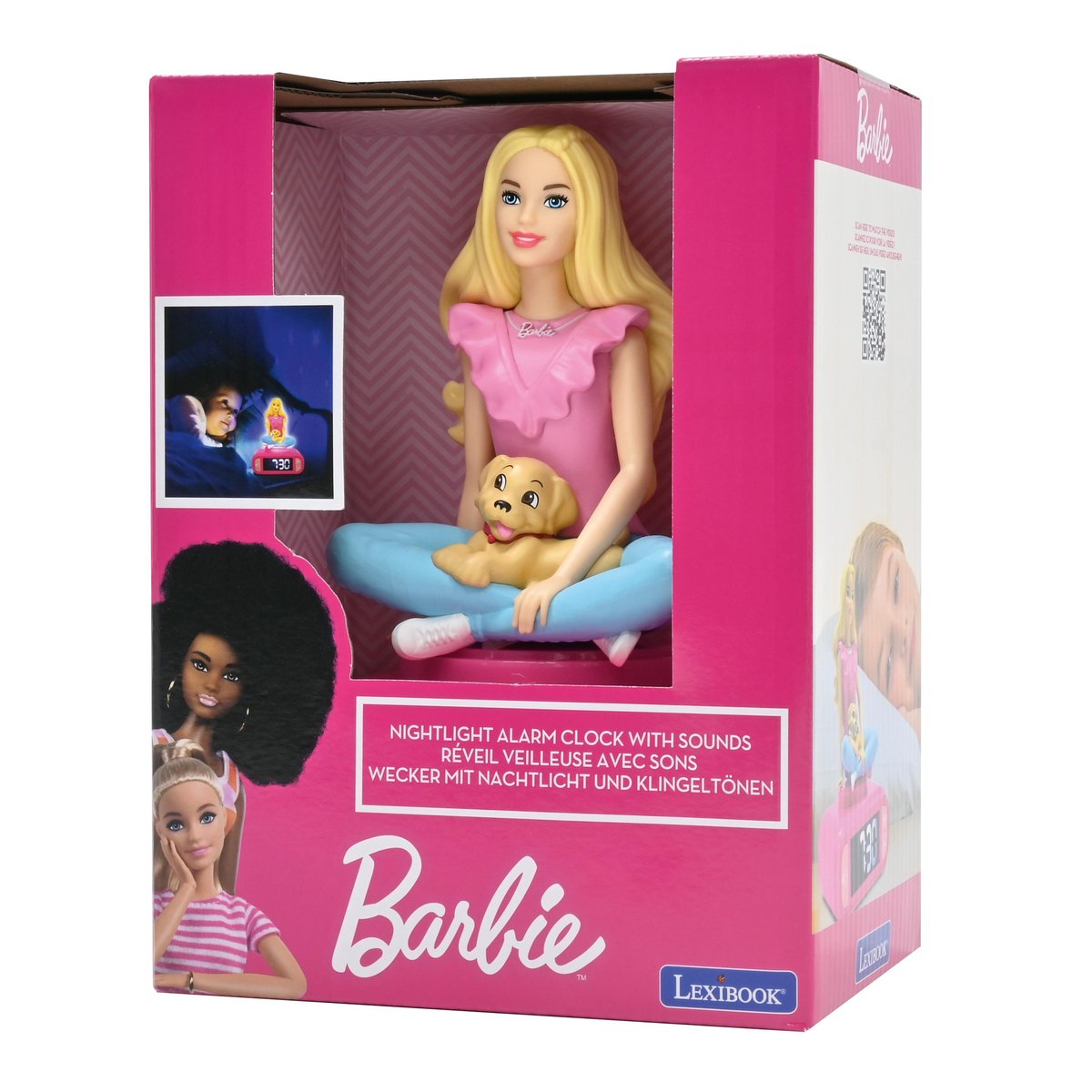 Réveil digital avec veilleuse lumineuse Barbie rose, LEXIBOOK