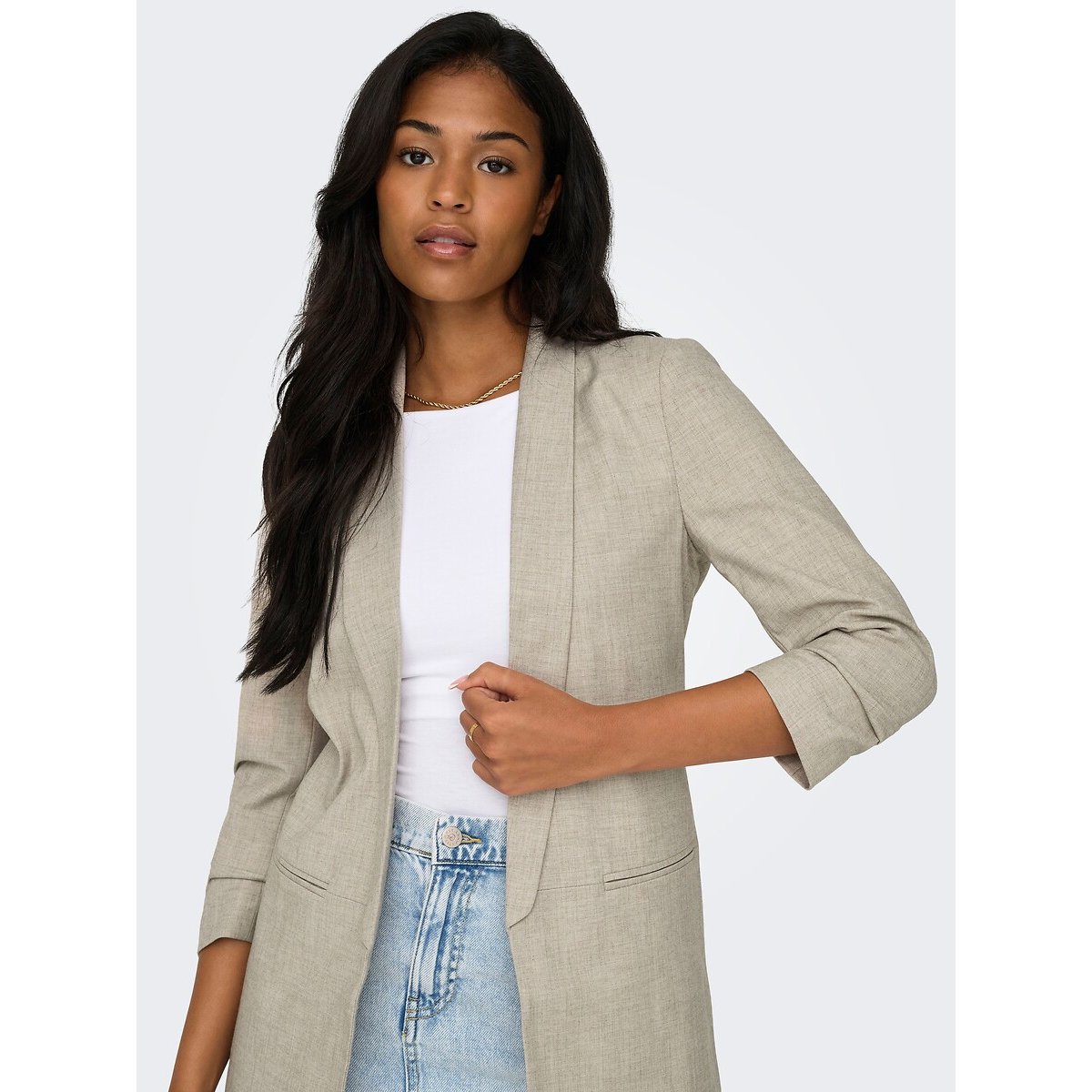 Blazer maniche a 3/4 beige, ONLY