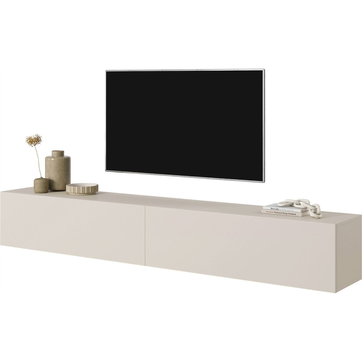 Meuble tv suspendu bois collection BISIRA cachemire, RECOLLECTION