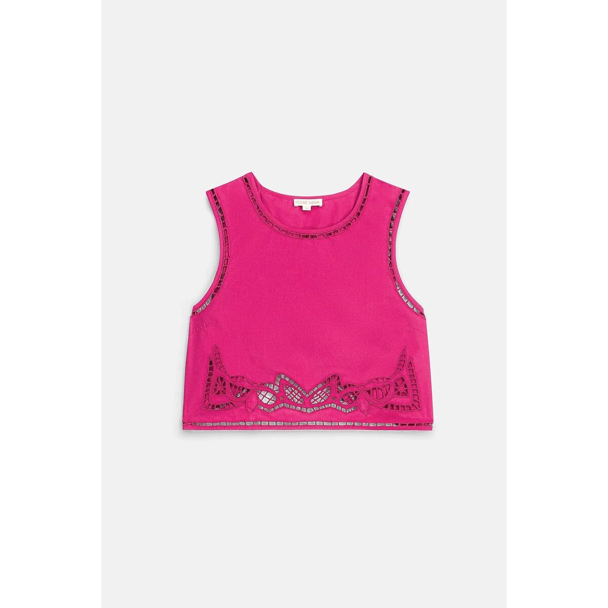 Blouse sans manches courte à broderies, IRANE fuchsia, LOUISE MISHA