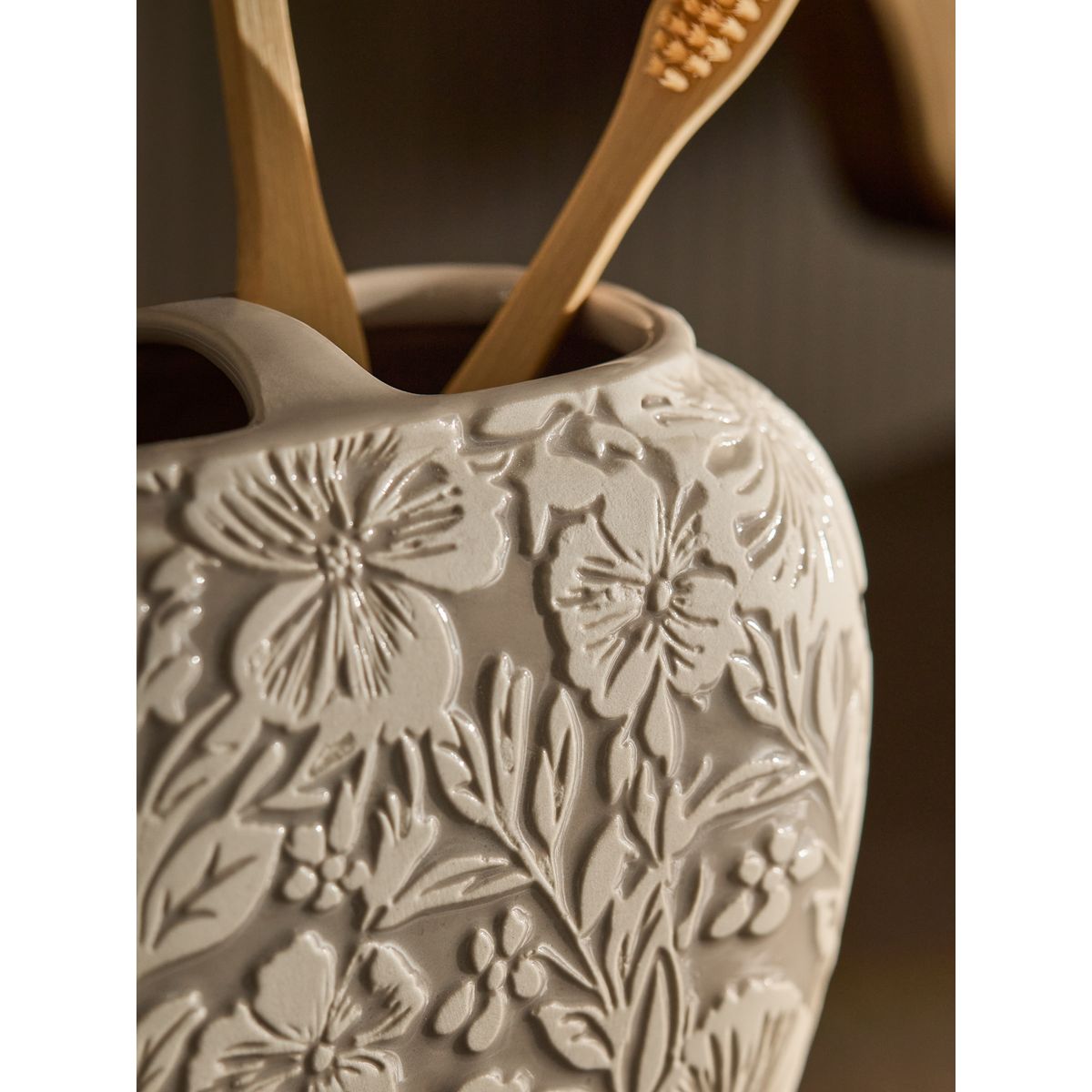 Porte-brosse à dents coloris naturel fleurs crème, NEXT
