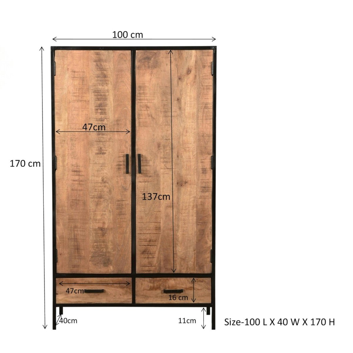 Buffet haut 2 portes bois et métal FULTON bois naturel, PIER IMPORT