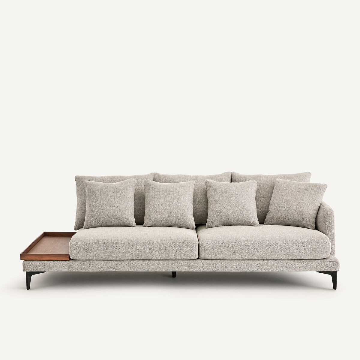 Demi-canapé avec plateau, en mélange texturé, MODERNISTE gris moyen, EMMANUEL GALLINA X AM.PM