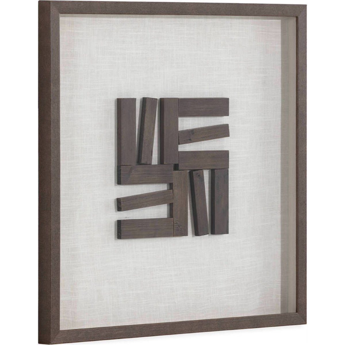 Tableau abstrait en bois et verre brun et blanc, RECOLLECTION