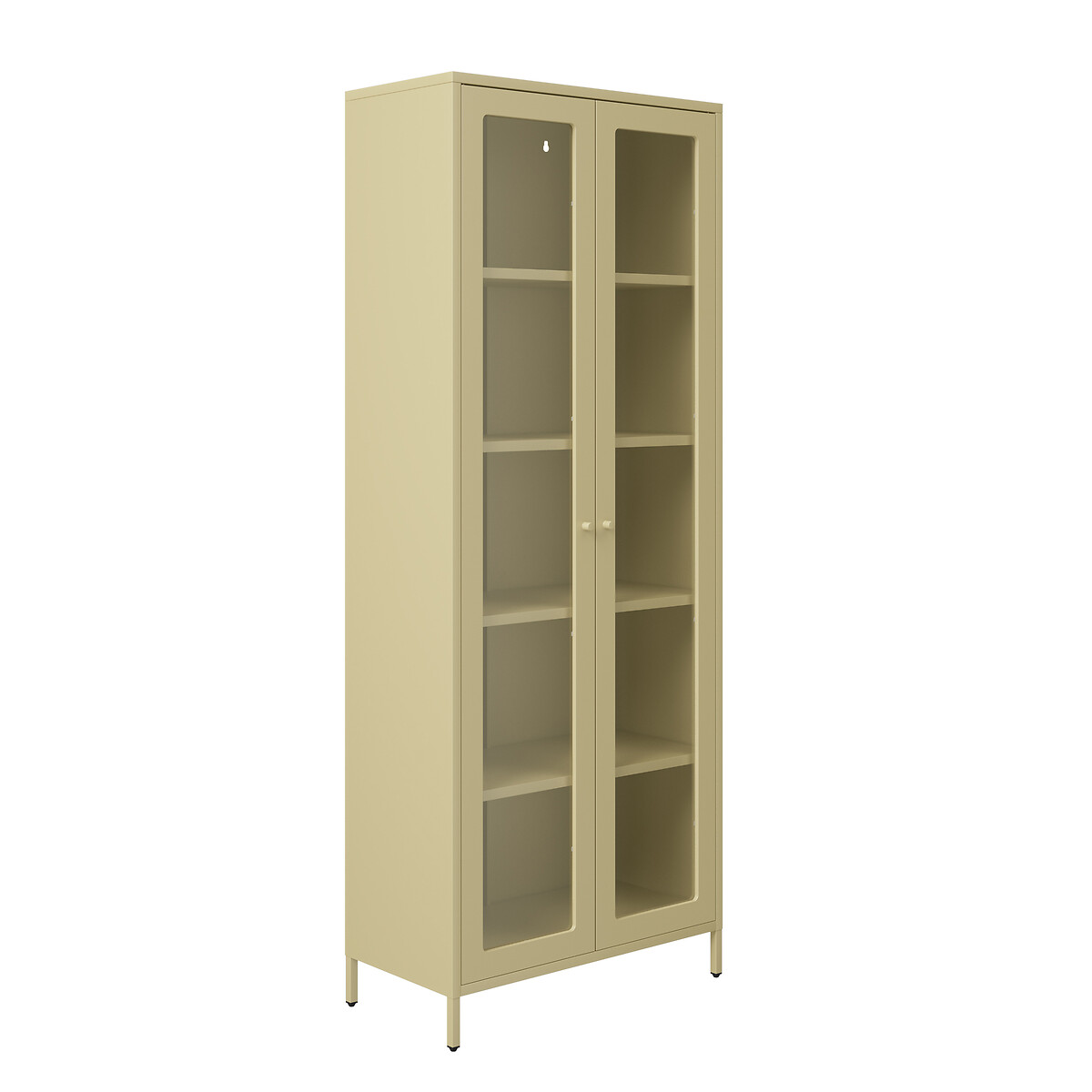 Talisk Industrial 2 Door Tall Metal and Glass Cabinet beige, SO'HOME