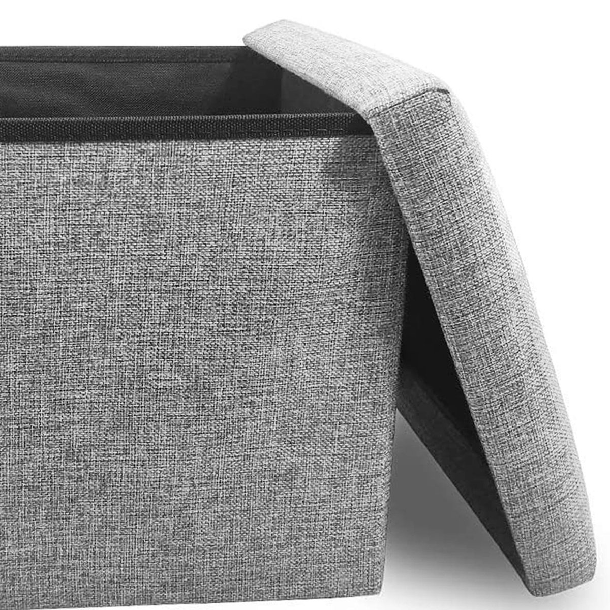 Pouf coffre de rangement tissu gris pliable 38x38x38cm gris, WADIGA