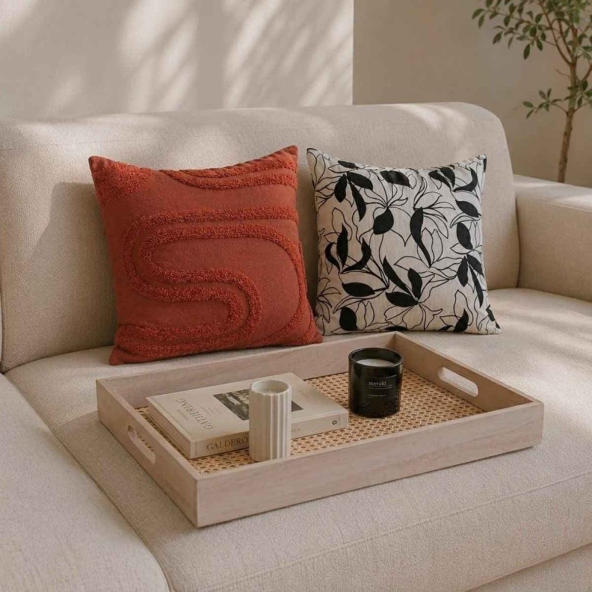Plateau rectangulaire en rotin 30x40cm naturel, ORNAMI