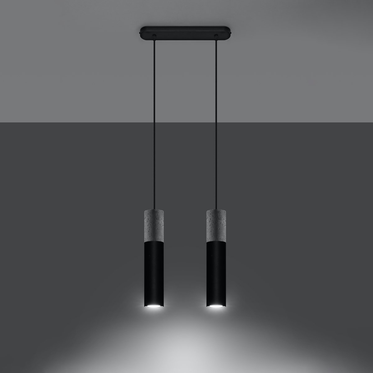 Suspension Acier Gris/Noir GU10 2 Borigio gris, EDEN