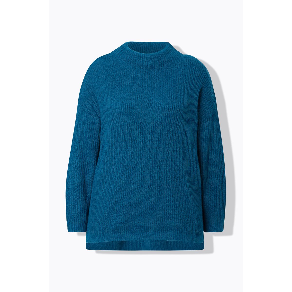 Pull oversized en maille côtelée bleu pétrole, ULLA POPKEN