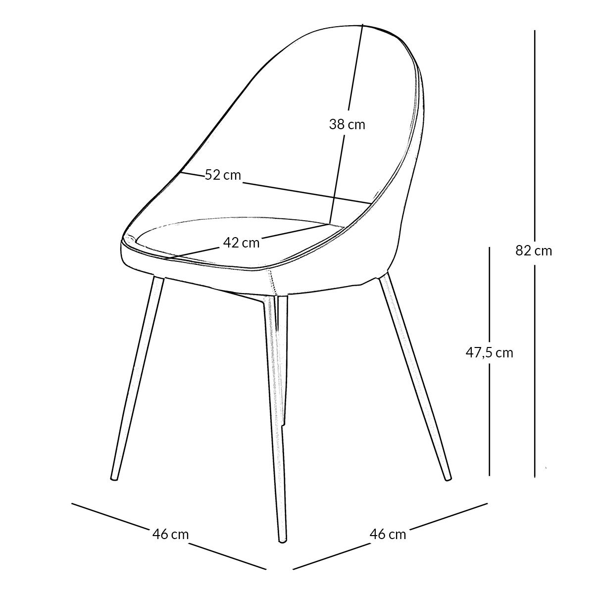 Chaise de repas velours vert canard, ZAGO