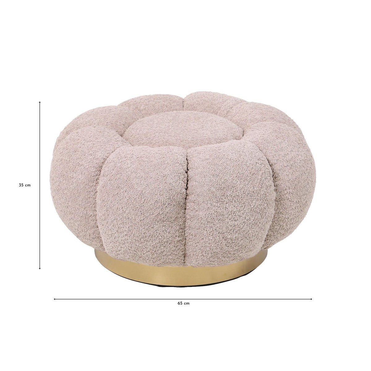 Pouf en tissu bouclé en forme de fleur D65 - JUST rose poudré, HELLIN, DEPUIS 1862