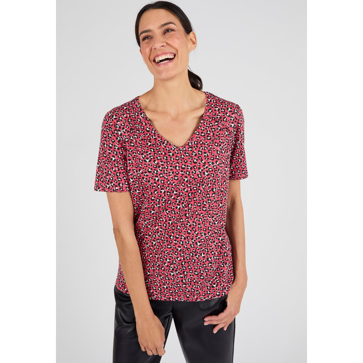 T-shirt maille jersey flammée rose tachiste, DAMART