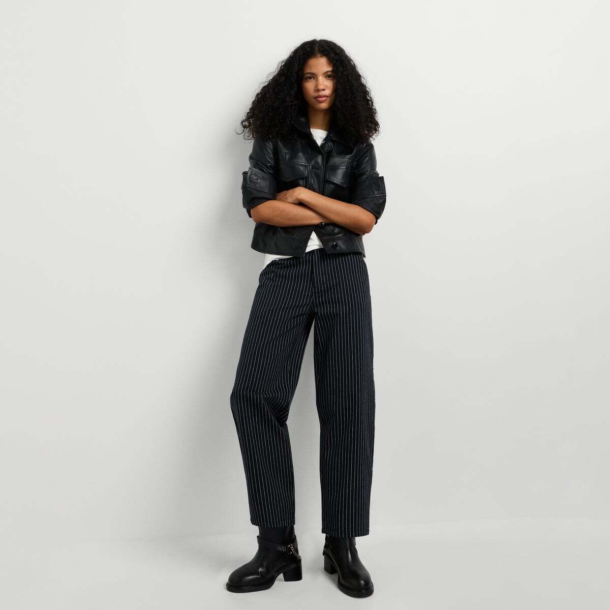 Pantalon Droit À Rayures Diplomatiques noir, PEPE JEANS