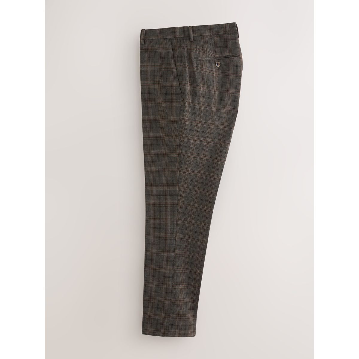Pantalon de costume slim à carreaux et liseré marron, NEXT