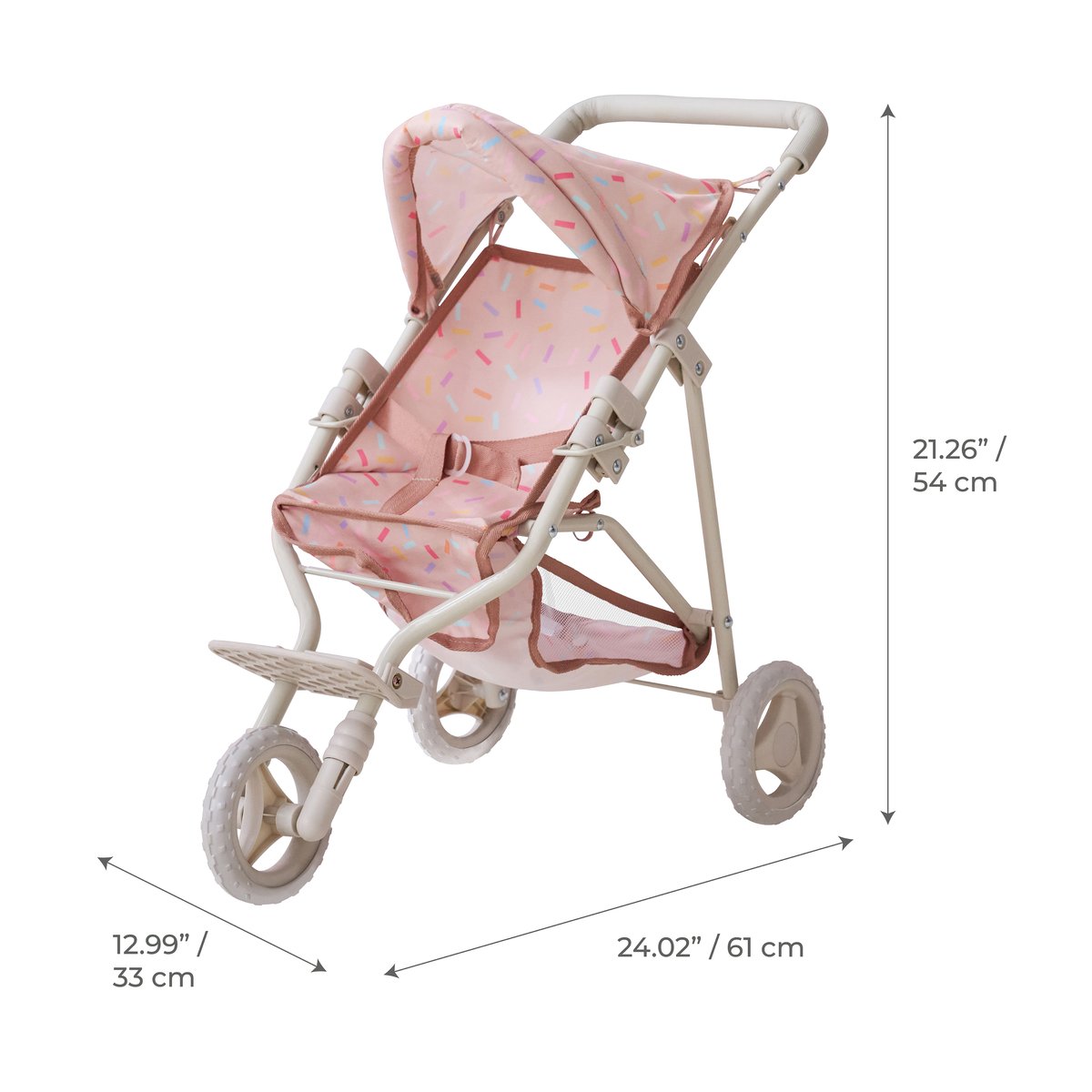 Poussette jogging avec accessoires harnais et panier beige, TEAMSON KIDS