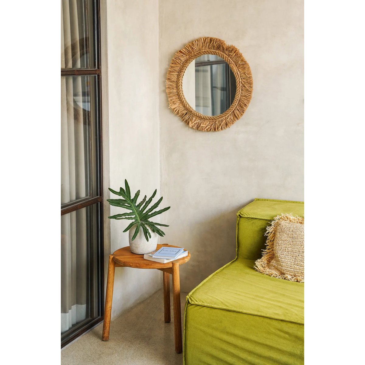 Miroir en raphia TAHITI beige, BAZAR BIZAR