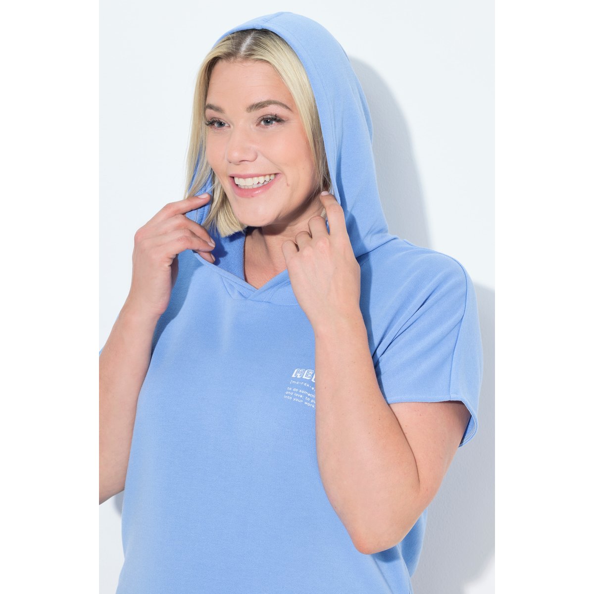 Sweat-shirt technique à capuche bleu clair, ULLA POPKEN