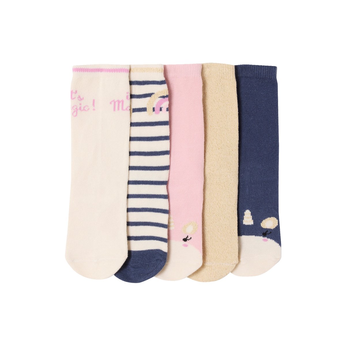 Lot de 5 paires de chaussettes « licorne » assorties, VERTBAUDET
