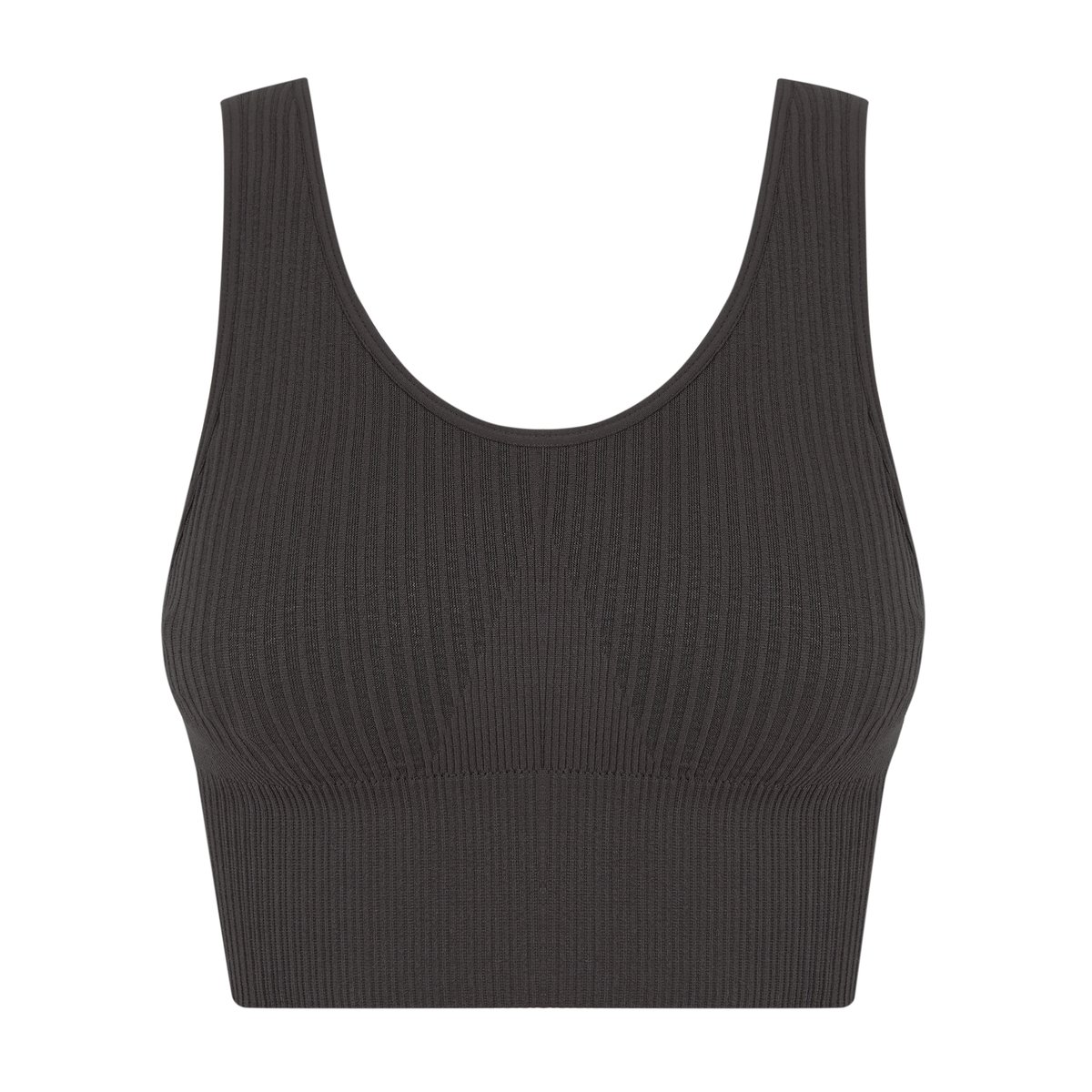 Brassière de sport femme Flow maintien moyen coussinets amovibles noir profond, BORN