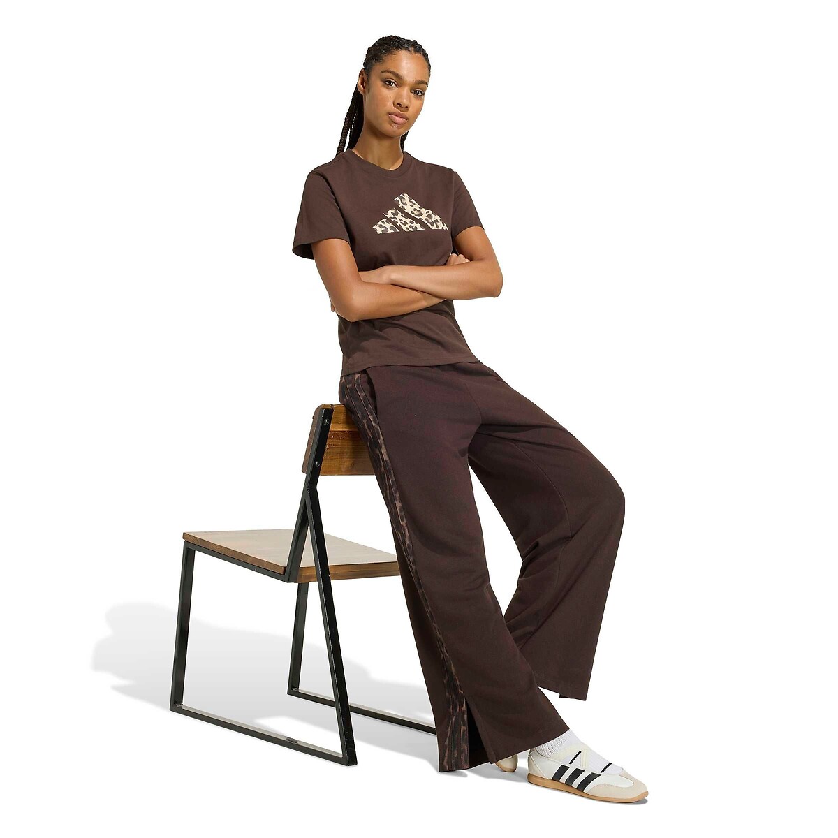 Leopard Print Logo Short Sleeve T-Shirt brown/leopard, ADIDAS SPORTSWEAR