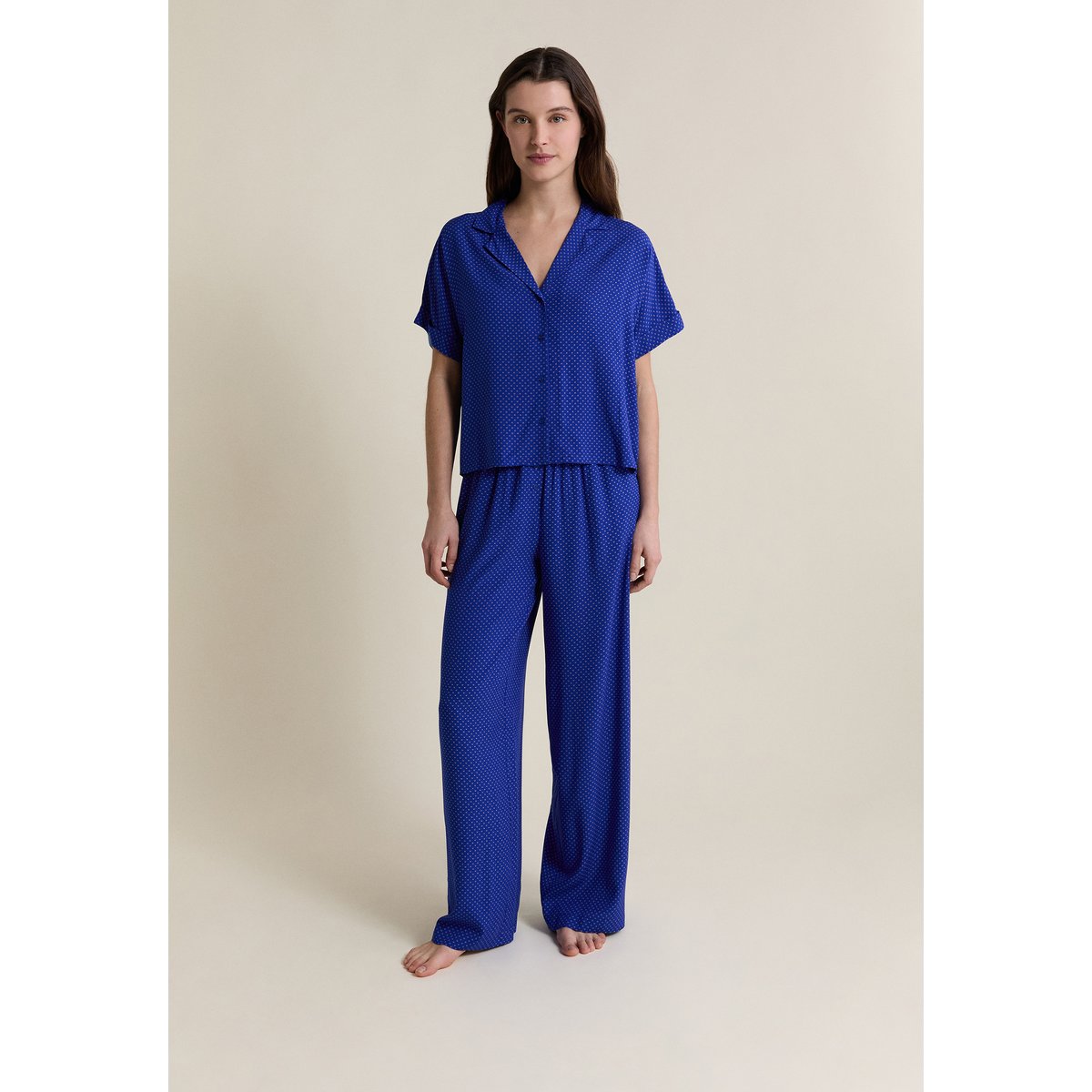 Pantalon de pyjama à pois AYMERIK bleu royal, ETAM