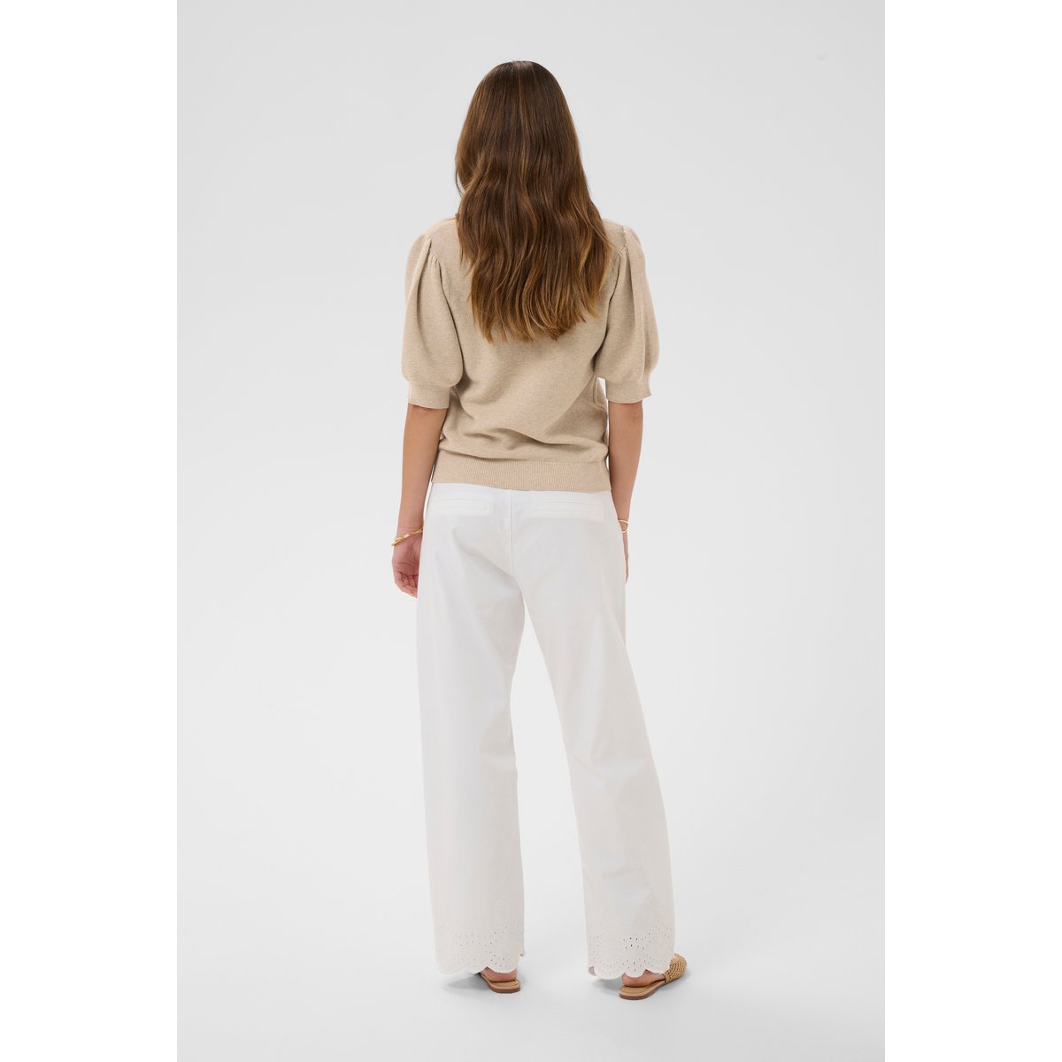 Pullover tricoté beige oat melange, CREAM