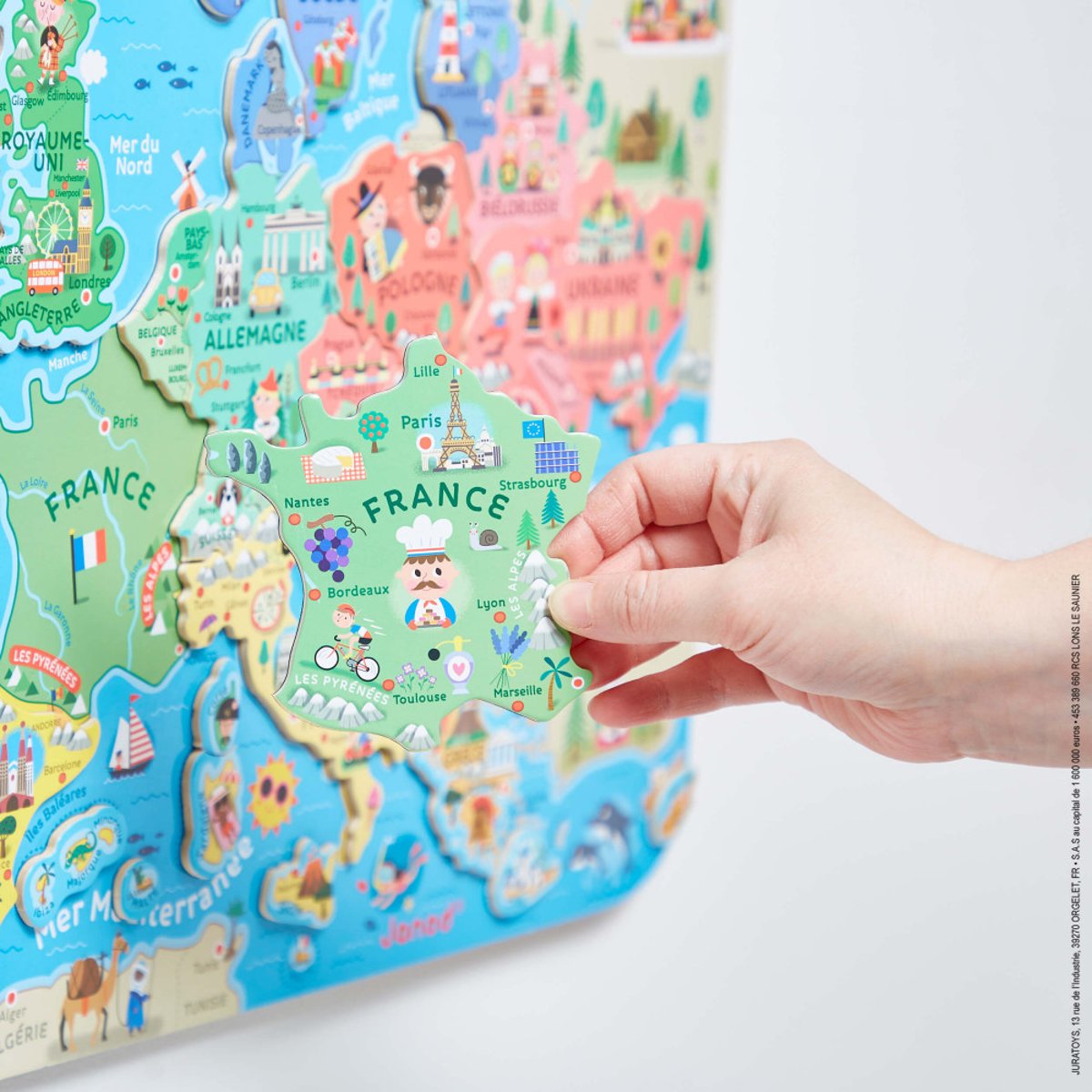 Puzzle Carte D'europe Magnétique 40 Pièces couleur unique, JANOD