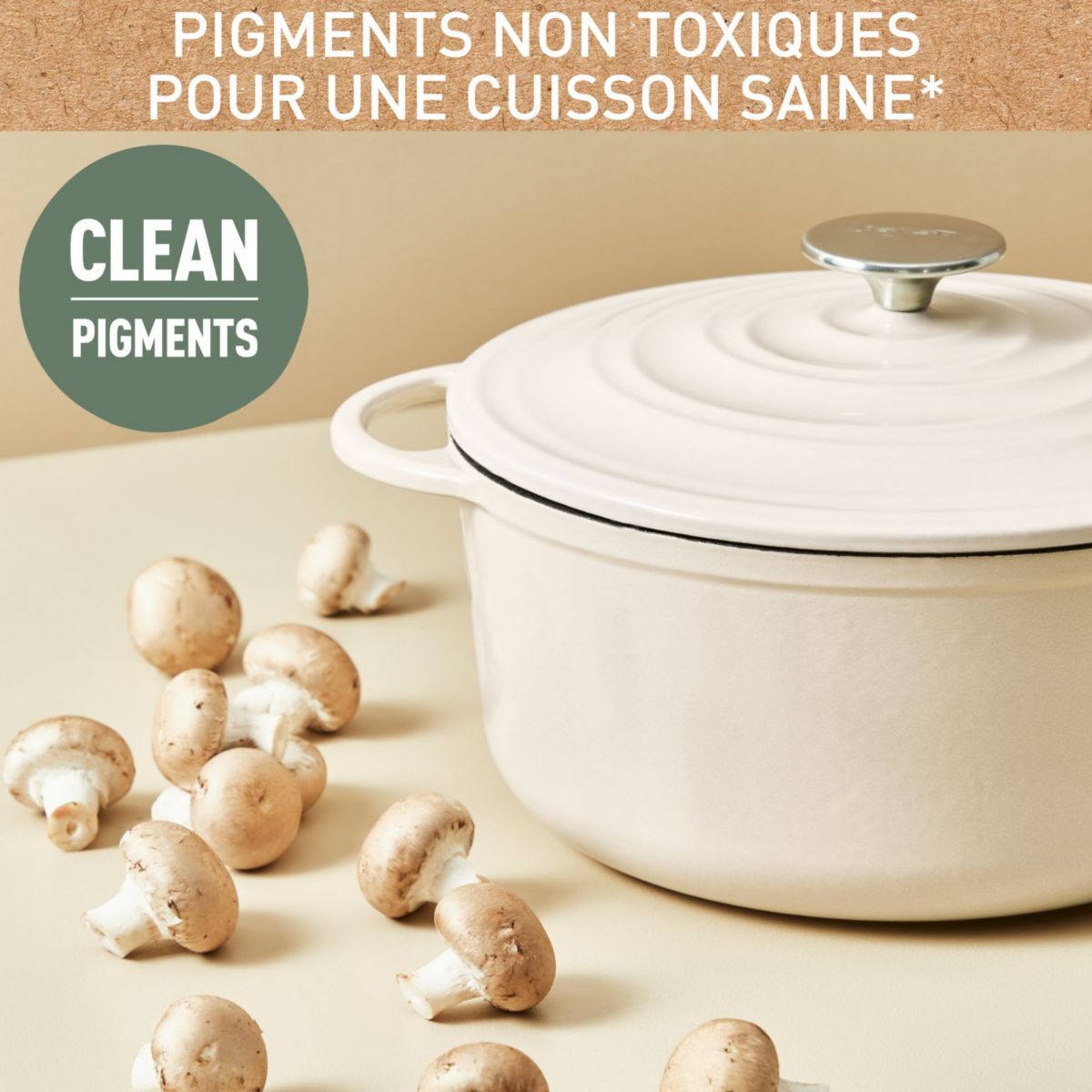 Cocotte Fonte LOV faitout 34cm beige beige, TEFAL