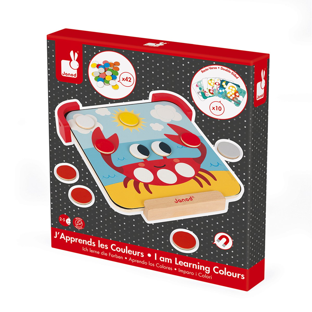 J'apprends Les Couleurs - Pastilles Magnétiques rouge, JANOD