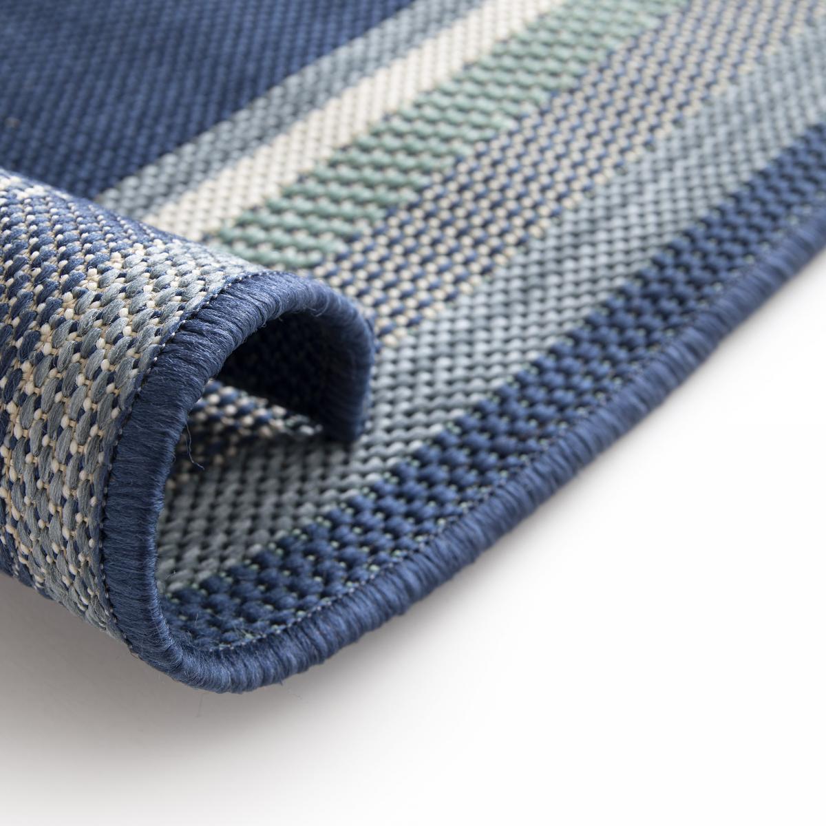 Tapis extérieur tissé kilim rectangle CASADA 13 bleu, UN AMOUR DE TAPIS