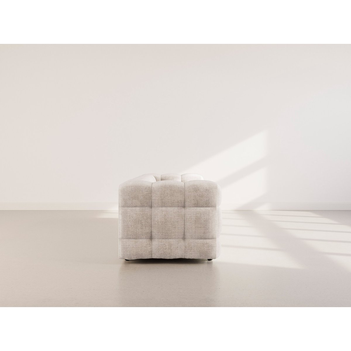Canapé droit 3 places en velours texturé, AUGUSTIN beige, BEST MOBILIER