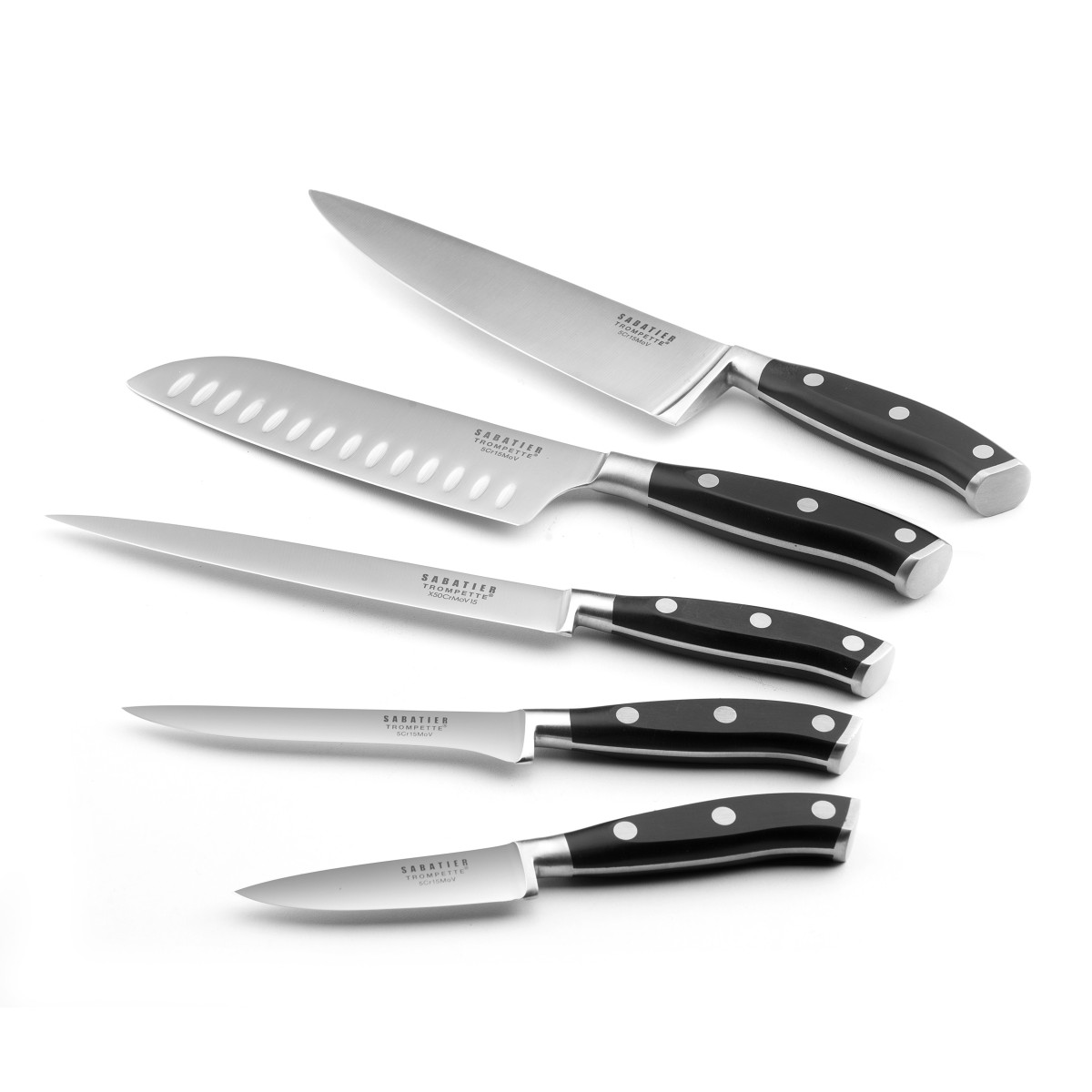 Trousse 5 couteaux de cuisine - VULCANO noir, SABATIER TROMPETTE