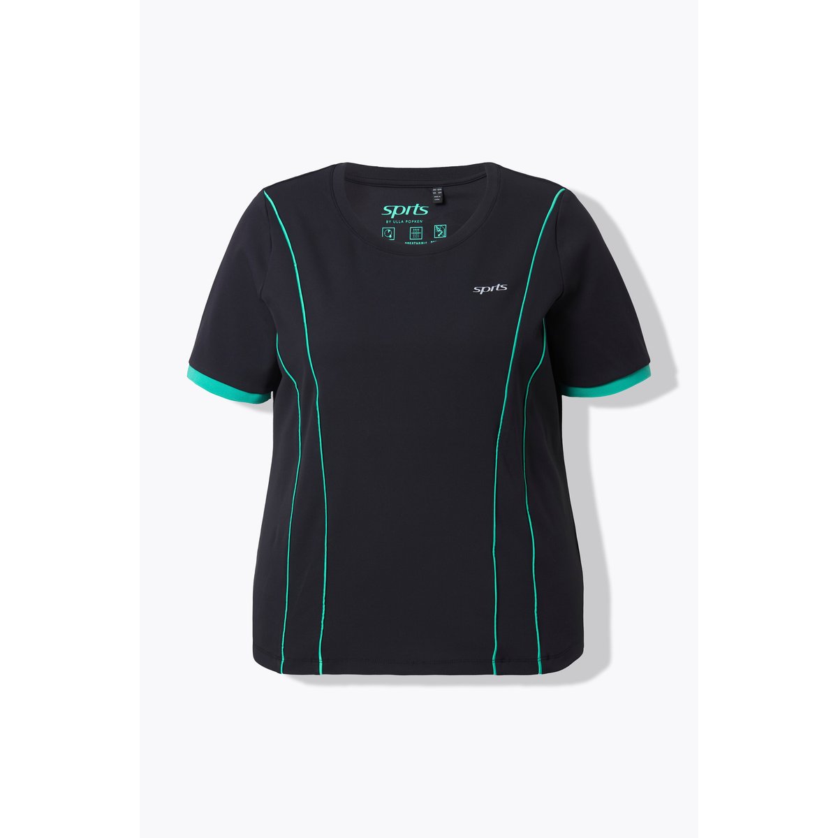 T-shirt technique en jersey thermique noir, ULLA POPKEN