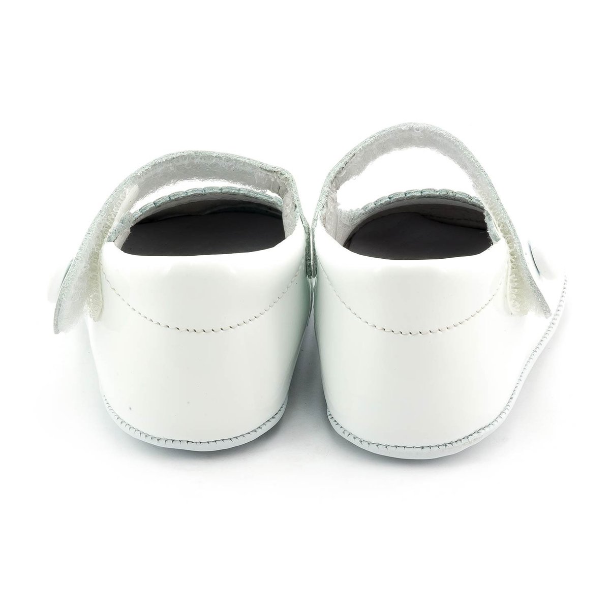 Boni Thérèse - Chaussons bébé en cuir vernis blanche, BONI&SIDONIE