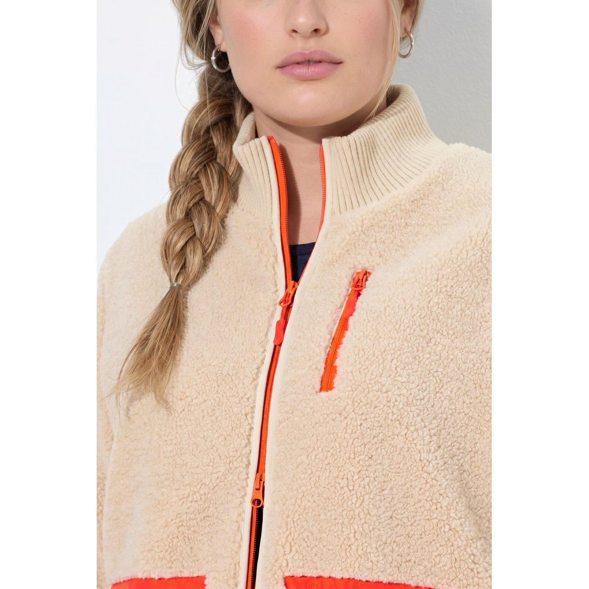 Veste en polaire bouclée beige, ULLA POPKEN