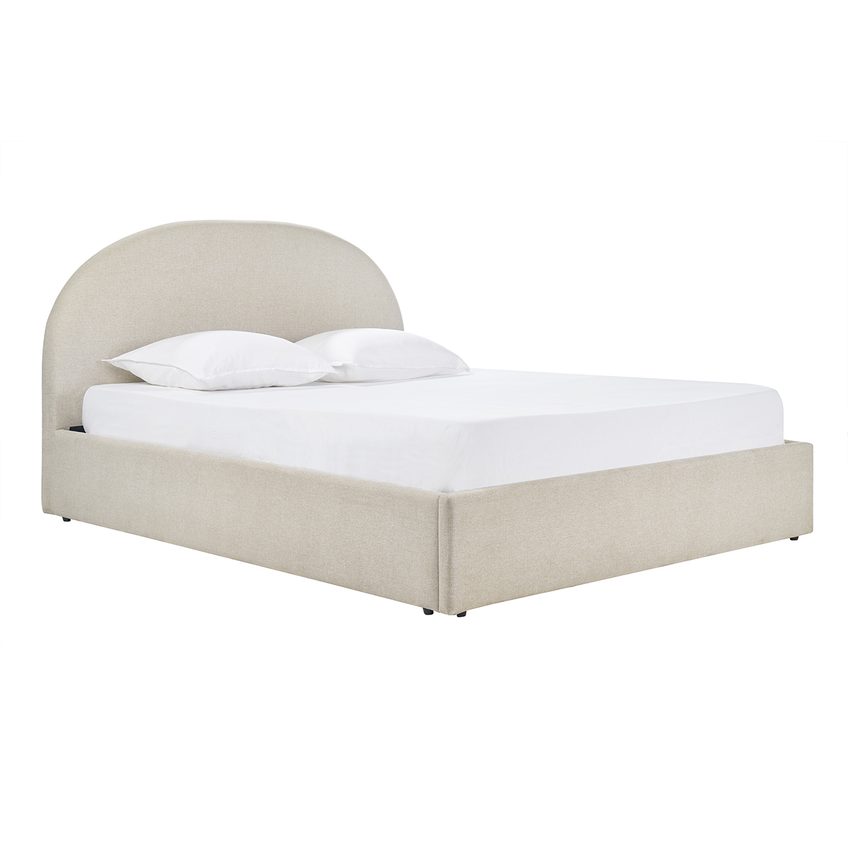 Lit coffre 2 places 160x200 cm en tissu beige OREN beige, MILIBOO